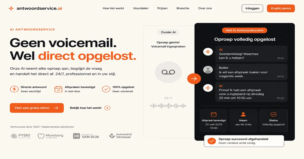 AI-antwoordservice die een inkomende oproep direct afhandelt in plaats van een bericht aan te nemen