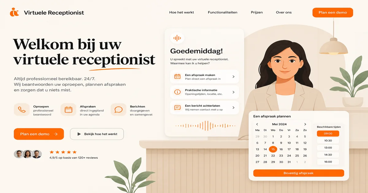 Virtuele receptionist die een zakelijke oproep professioneel beantwoordt